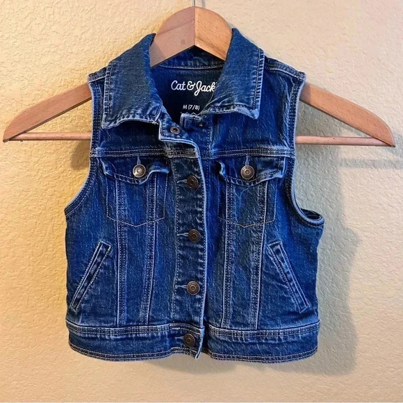 Cat & Jack Collared Denim Vest - Picture 2 of 5